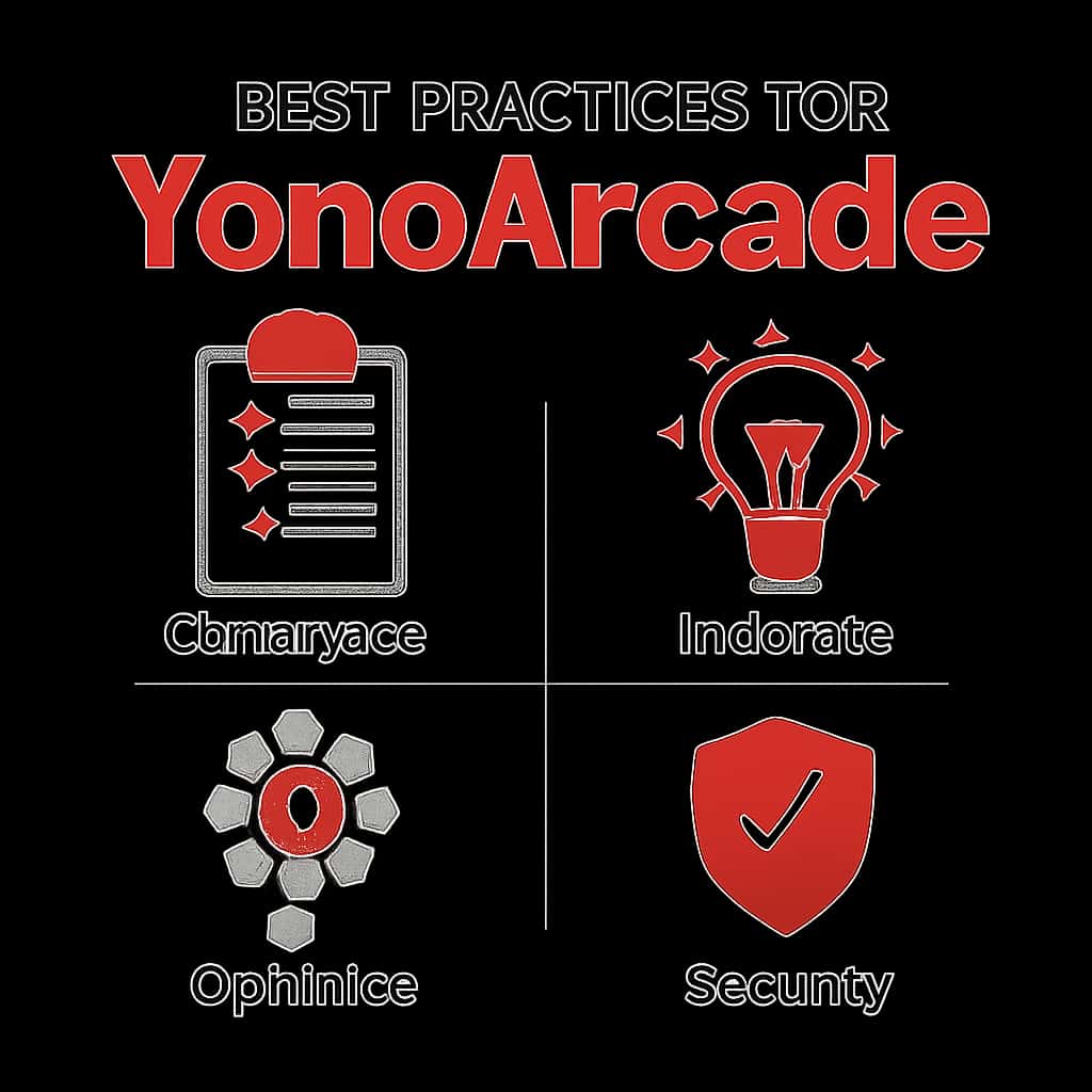 An educational diagram illustrating best practices for YonoArcade.