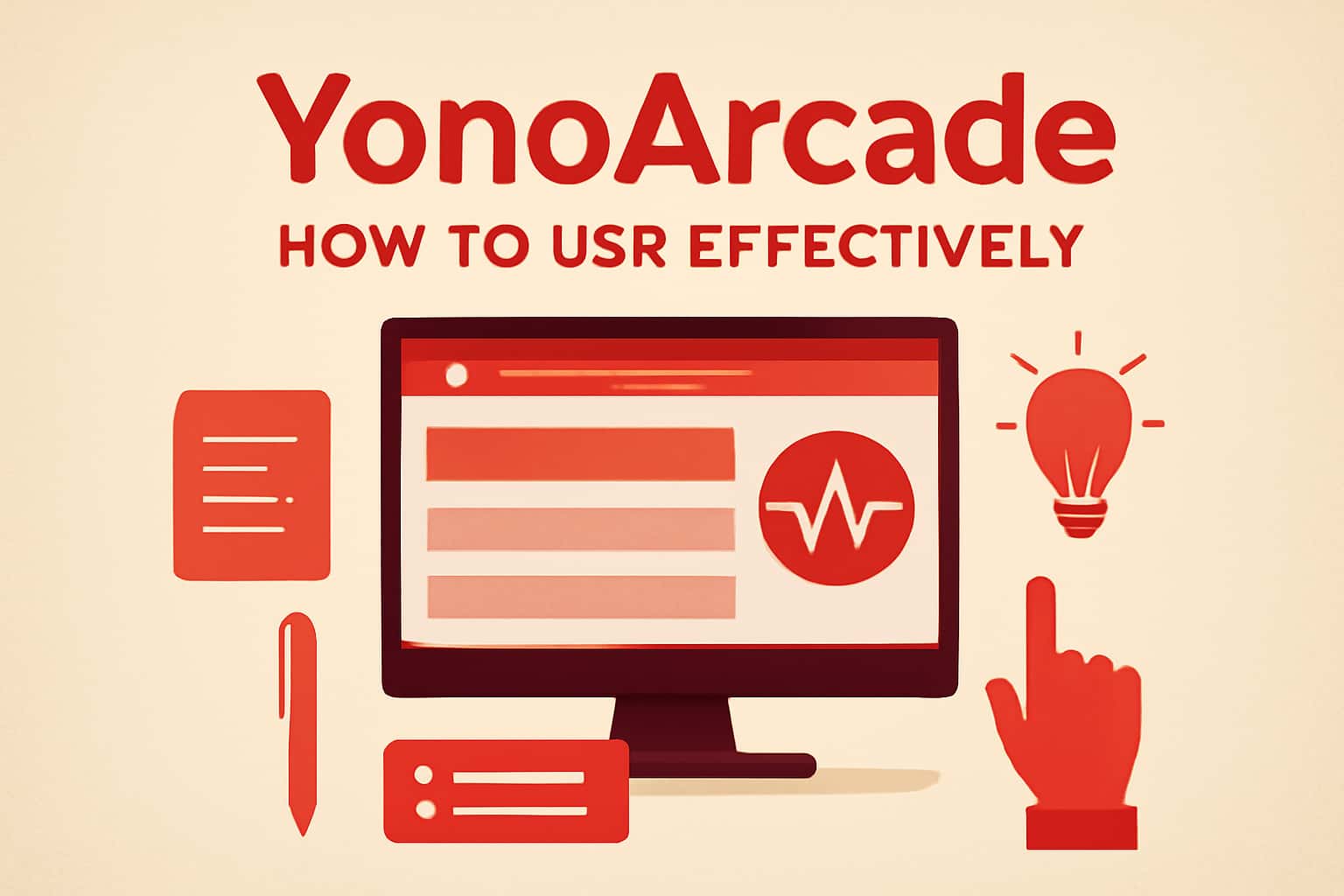 An informational scene showcasing the use of YonoArcade with the title clearly displayed.