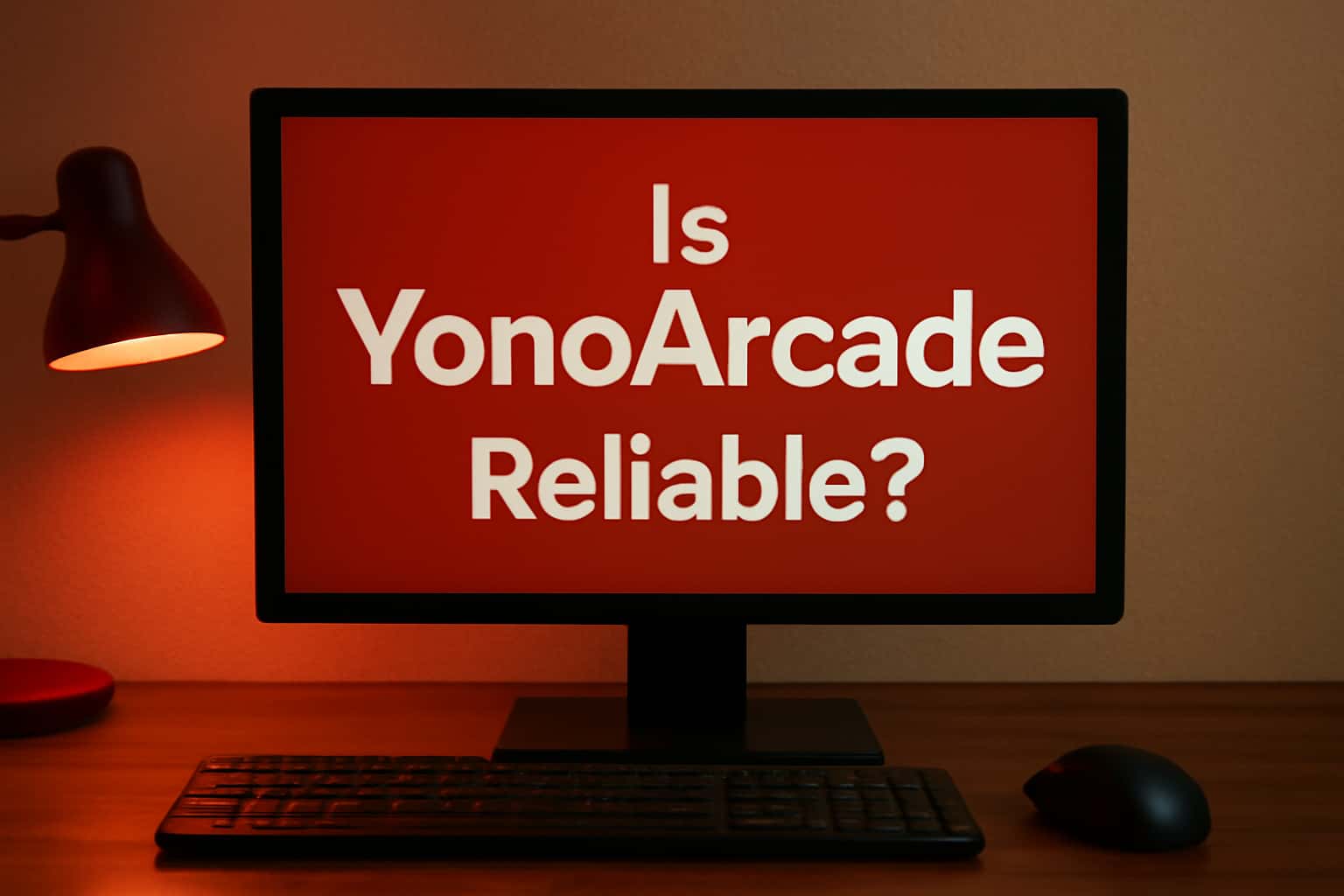 An informative scene depicting the reliability of YonoArcade, with emphasis on account protection and user support.