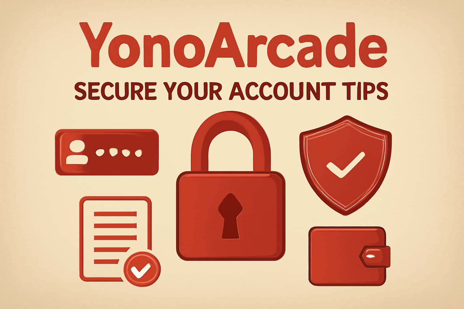 Informational scene about securing a YonoArcade account, featuring the text 'YonoArcade'.