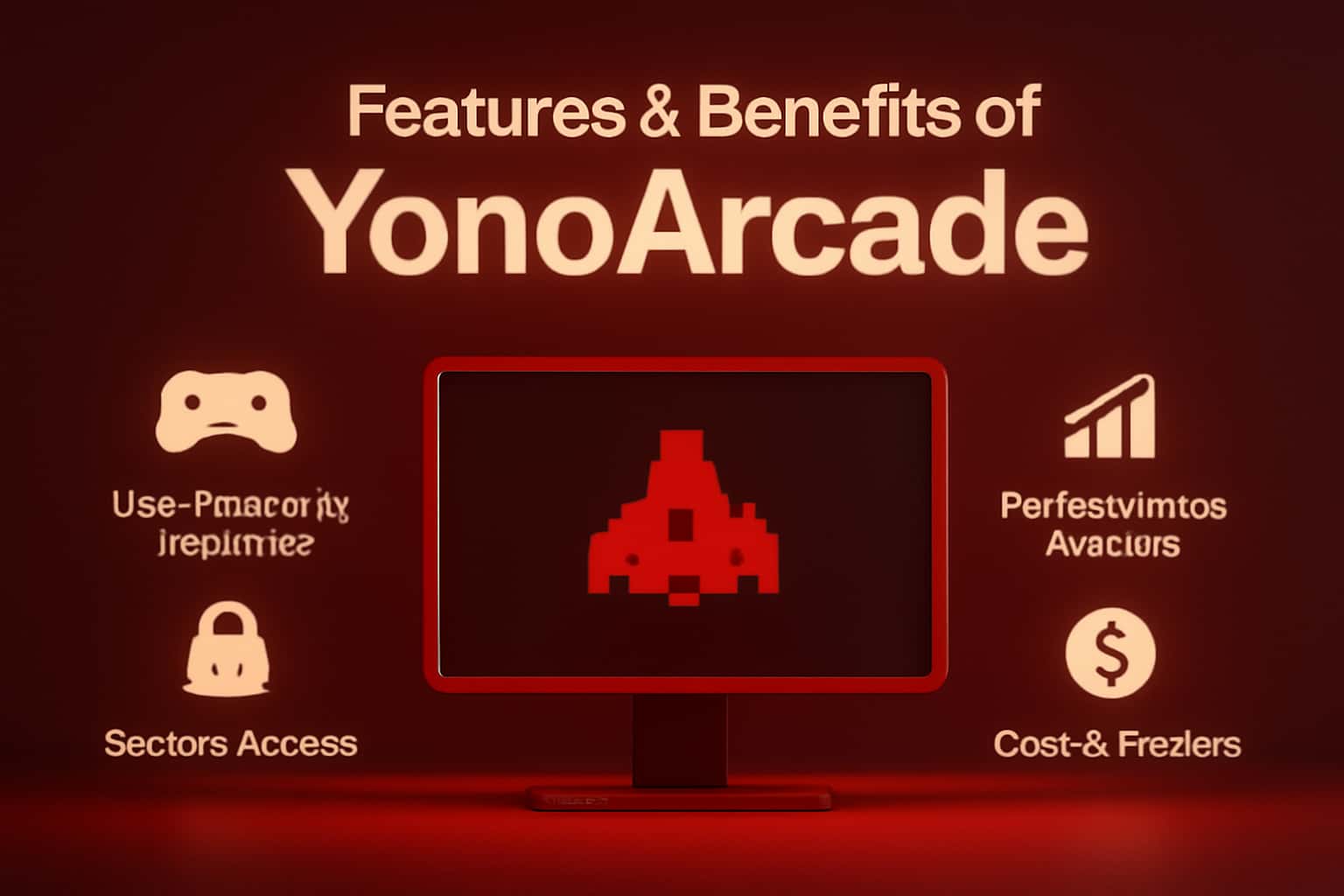 A visual representation of the features and benefits of YonoArcade with a focus on technology.
