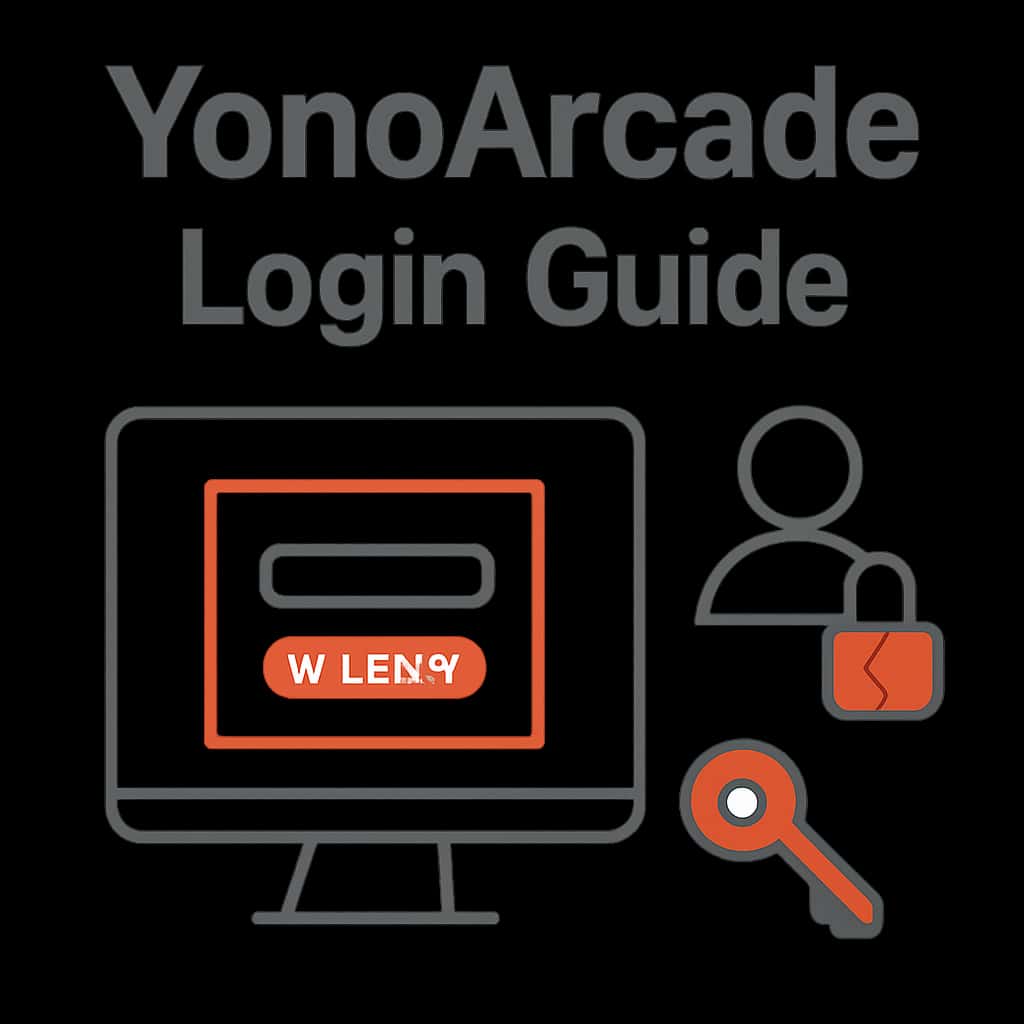 An educational diagram showing steps for YonoArcade login.
