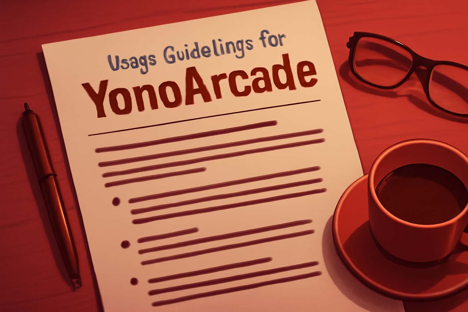 A professional scene illustrating the usage guidelines for YonoArcade.